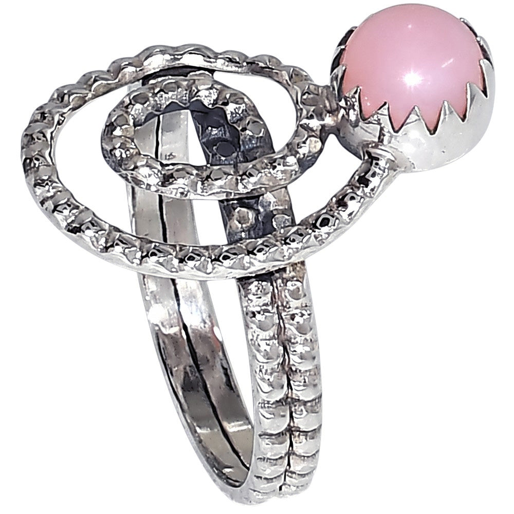 Spiral - Pink Opal 925 Sterling Silver Ring Jewelry Size-21 SR01368