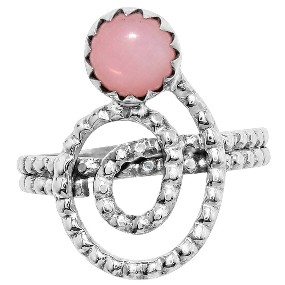 Spiral - Pink Opal 925 Sterling Silver Ring Jewelry Size-21 SR01368