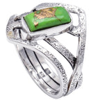 Copper Green Turquoise 925 Sterling Silver Ring Jewelry Size-17 SR01370