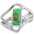 Copper Green Turquoise 925 Sterling Silver Ring Jewelry Size-17 SR01370