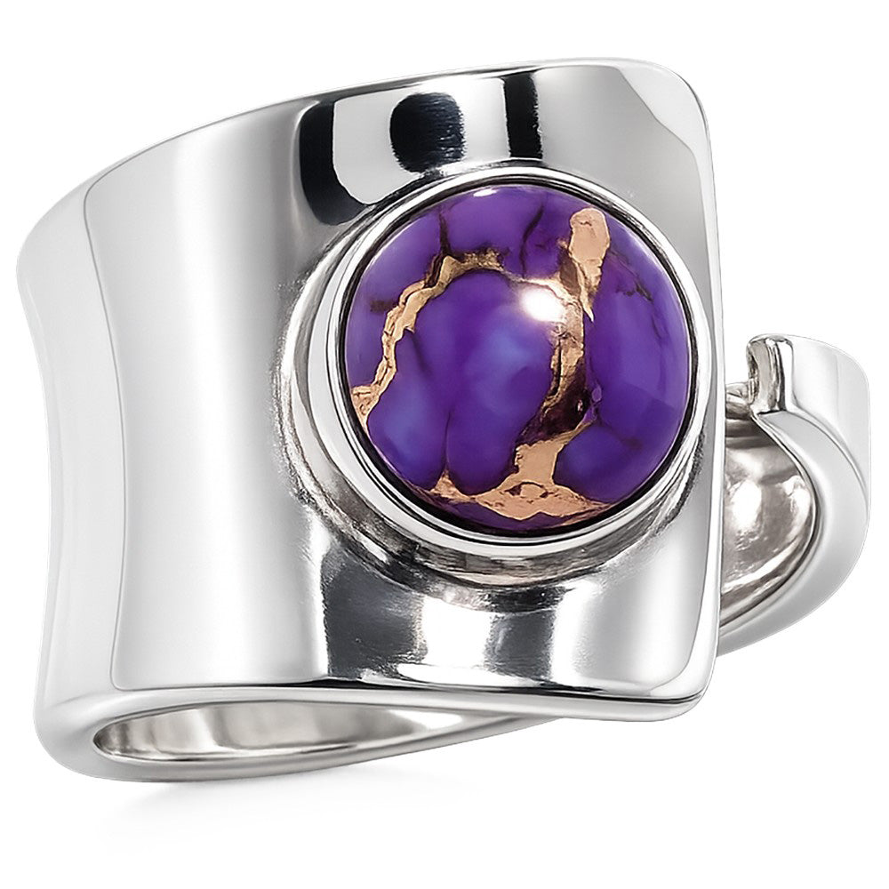 Adjustable - Copper Purple Turquoise 925 Sterling Silver Ring Jewelry Size-14 SR01371