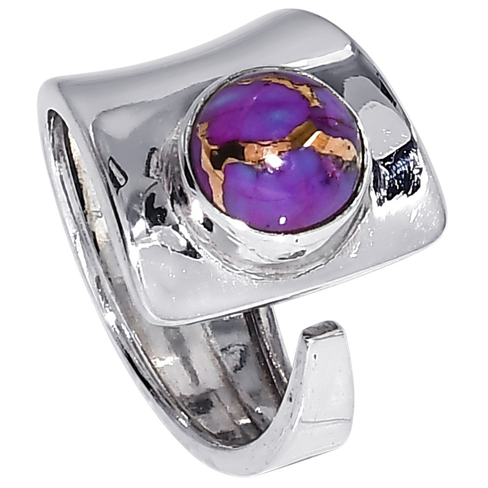 Adjustable - Copper Purple Turquoise 925 Sterling Silver Ring Jewelry Size-14 SR01371
