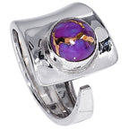 Adjustable - Copper Purple Turquoise 925 Sterling Silver Ring Jewelry Size-14 SR01371