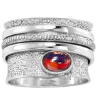 Spinner - Kingman Orange Dahlia Turquoise 925 Sterling Silver Ring Jewelry Size-12 SR01372