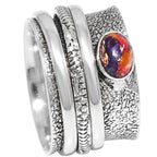 Spinner - Kingman Orange Dahlia Turquoise 925 Sterling Silver Ring Jewelry Size-12 SR01372