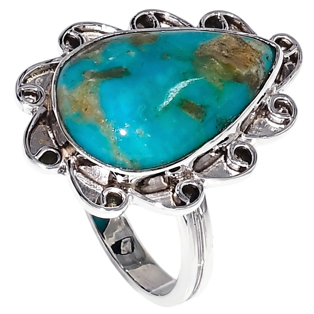 Sleeping Beauty Turquoise 925 Sterling Silver Ring Jewelry Size-16 SR01373