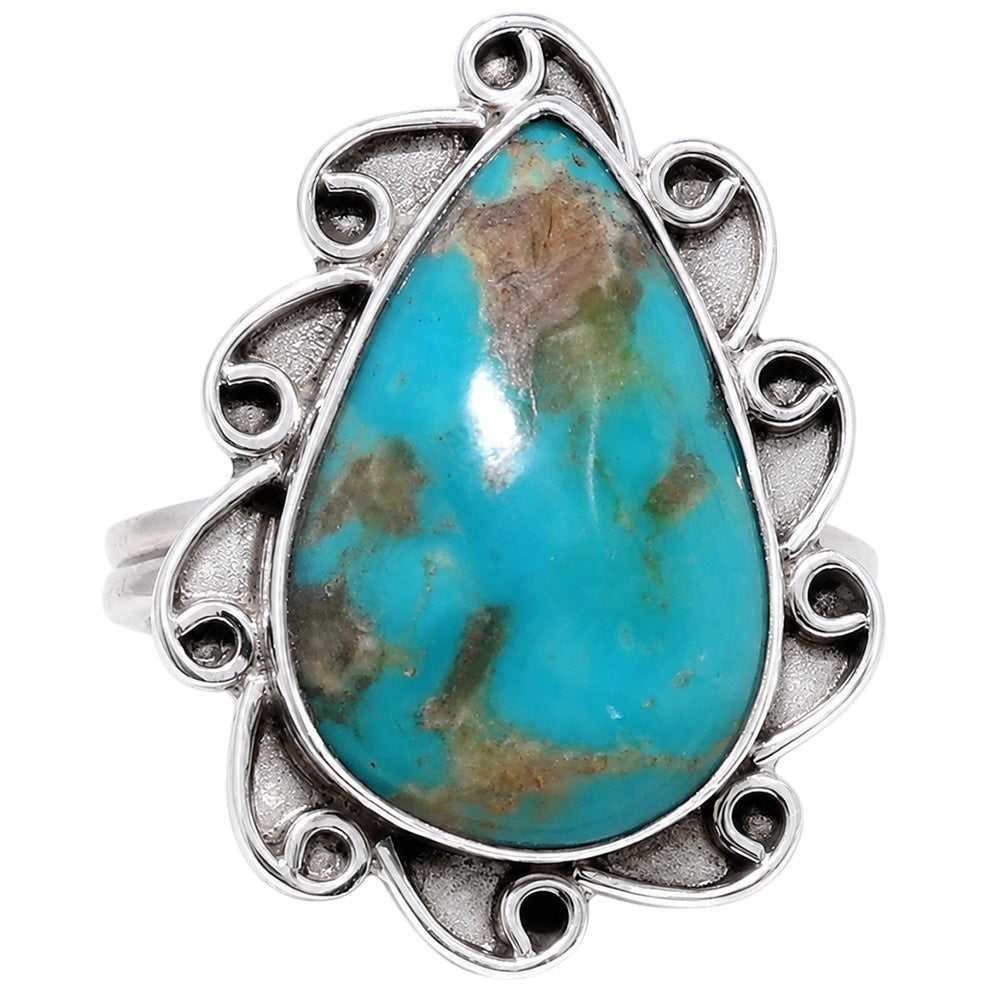 Sleeping Beauty Turquoise 925 Sterling Silver Ring Jewelry Size-16 SR01373