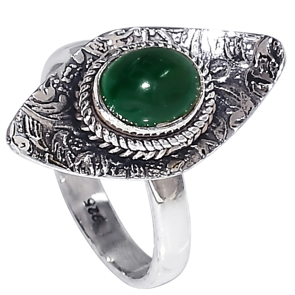 Green Jade 925 Sterling Silver Ring Jewelry Size-13 SR01375