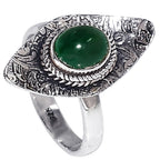 Green Jade 925 Sterling Silver Ring Jewelry Size-13 SR01375