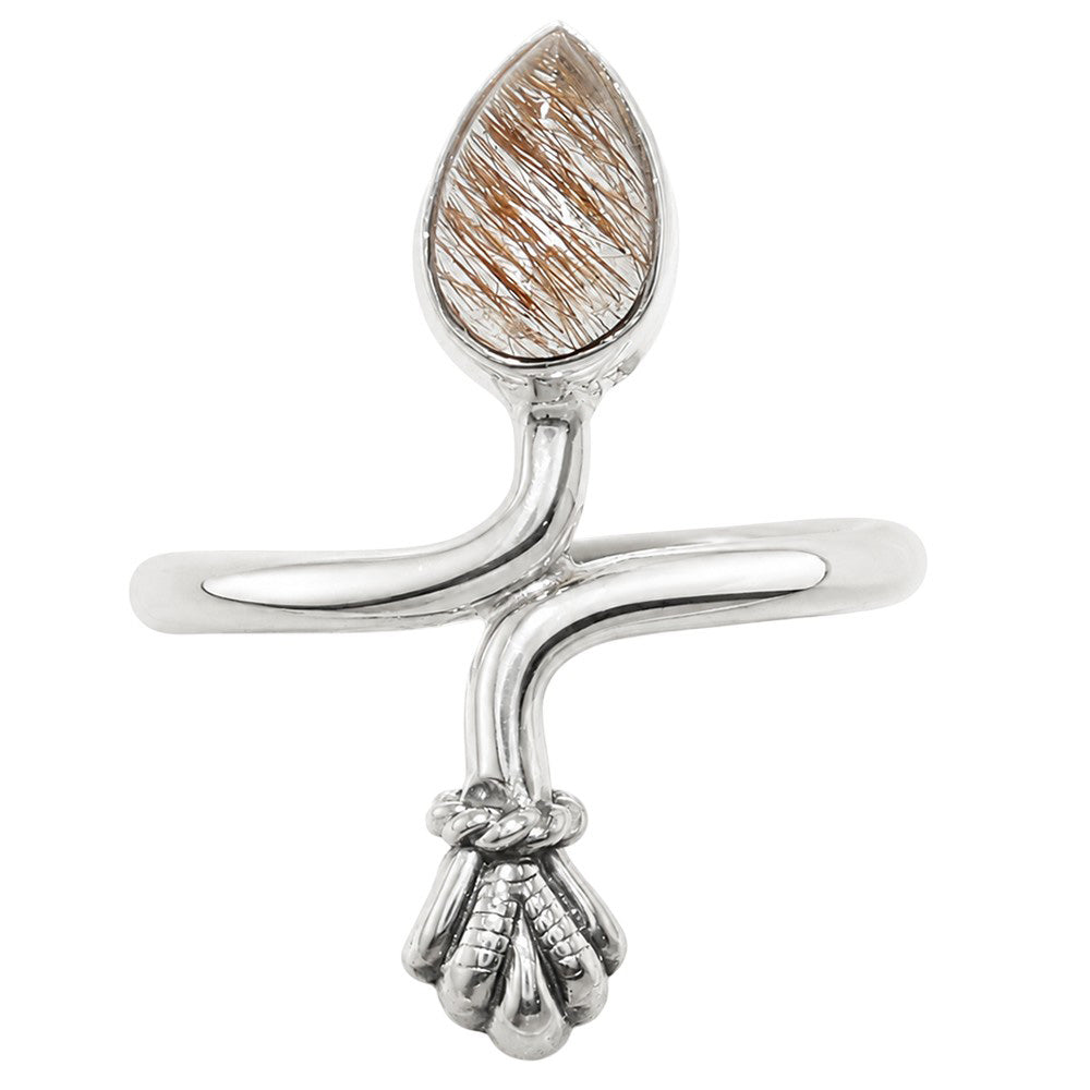 Golden Rutile 925 Sterling Silver Ring Jewelry Size-16 SR01376
