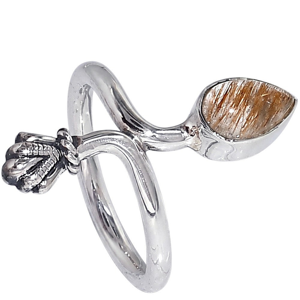 Golden Rutile 925 Sterling Silver Ring Jewelry Size-16 SR01376