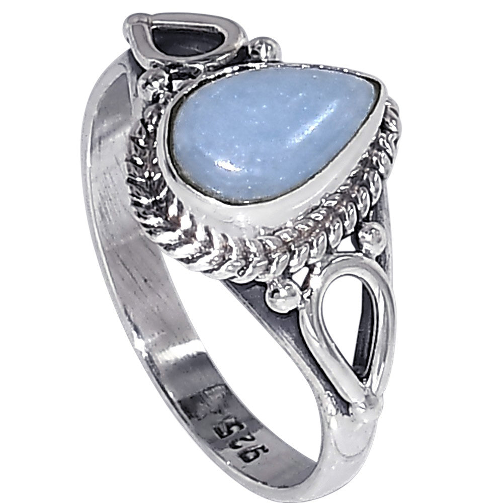 Angelite 925 Sterling Silver Ring Jewelry Size-17 SR01379