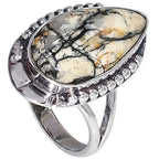 Authentic White Buffalo Turquoise Nevada 925 Sterling Silver Ring Jewelry Size-16 SR01381