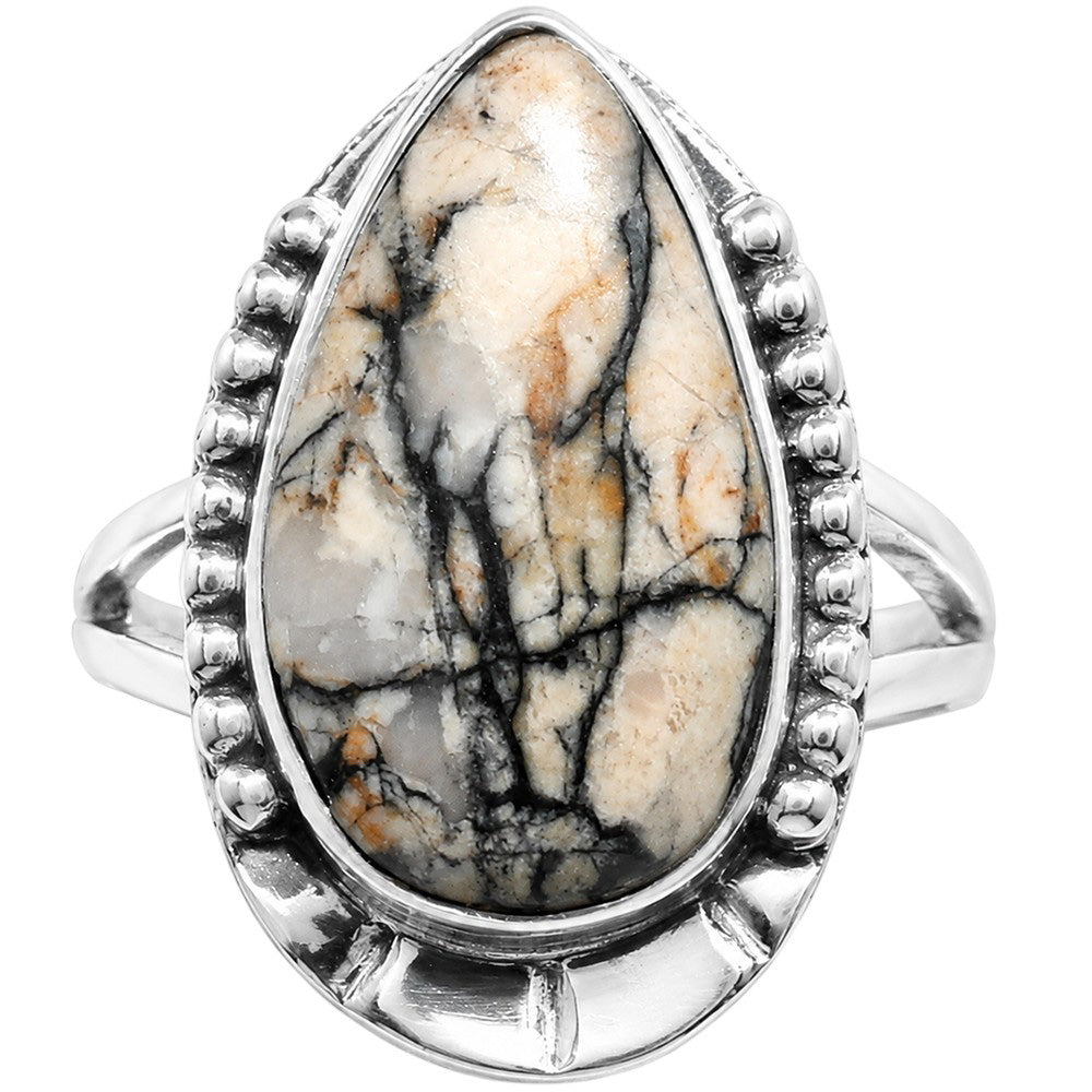 Authentic White Buffalo Turquoise Nevada 925 Sterling Silver Ring Jewelry Size-16 SR01381