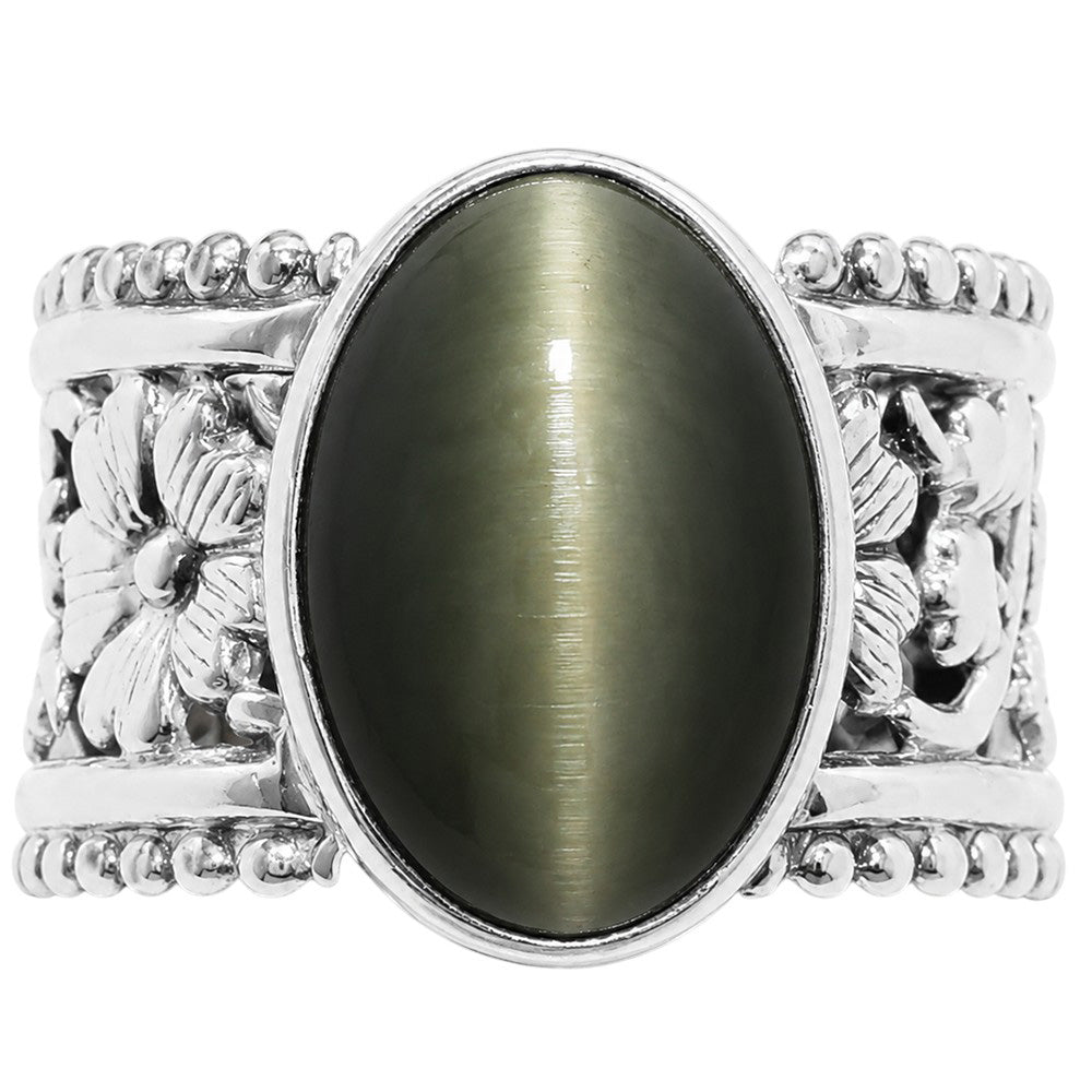 Genuine Cats Eye 925 Sterling Silver Ring Jewelry Size-13 SR01383