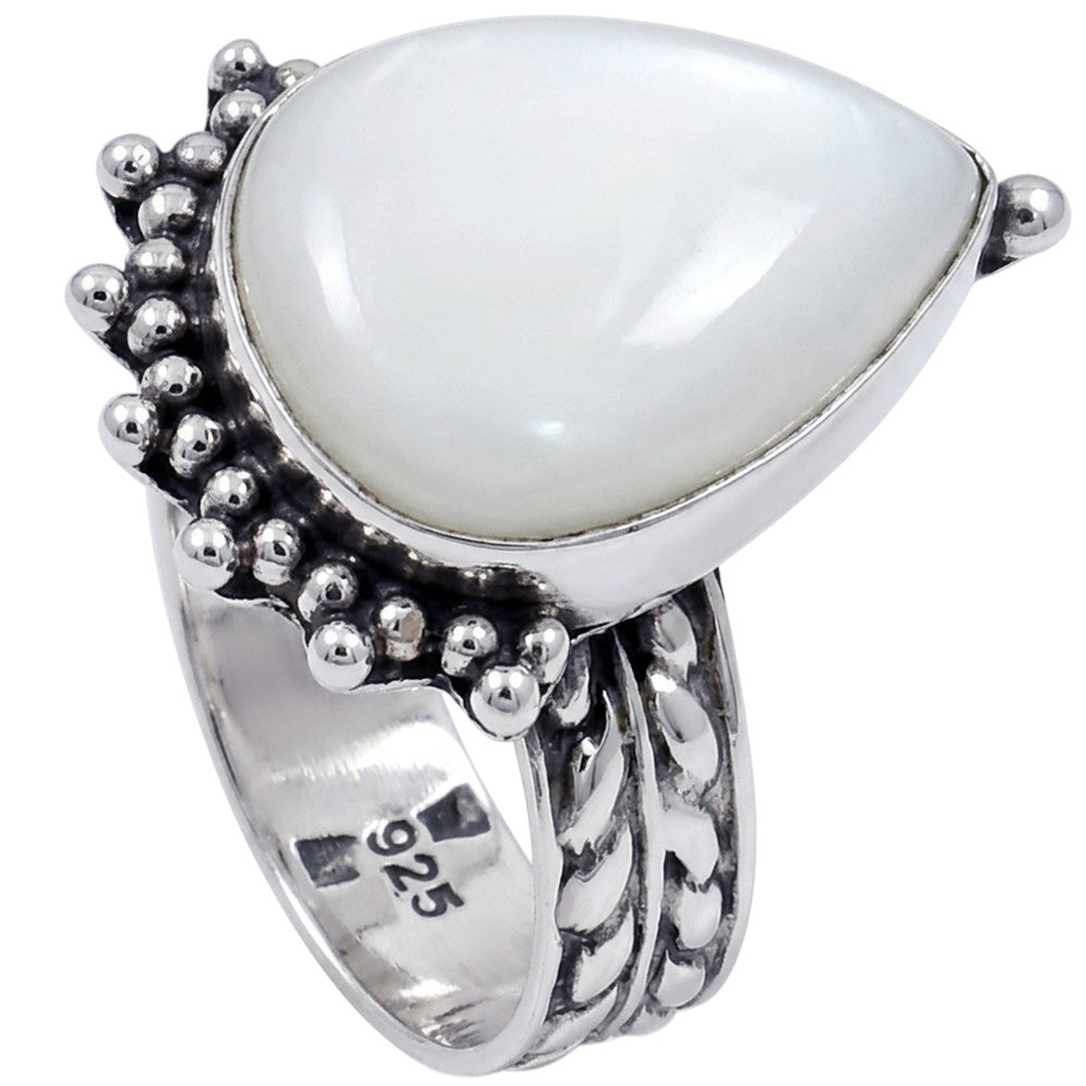 White Opal 925 Sterling Silver Ring Jewelry Size-17 SR01384