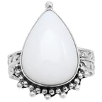 White Opal 925 Sterling Silver Ring Jewelry Size-17 SR01384