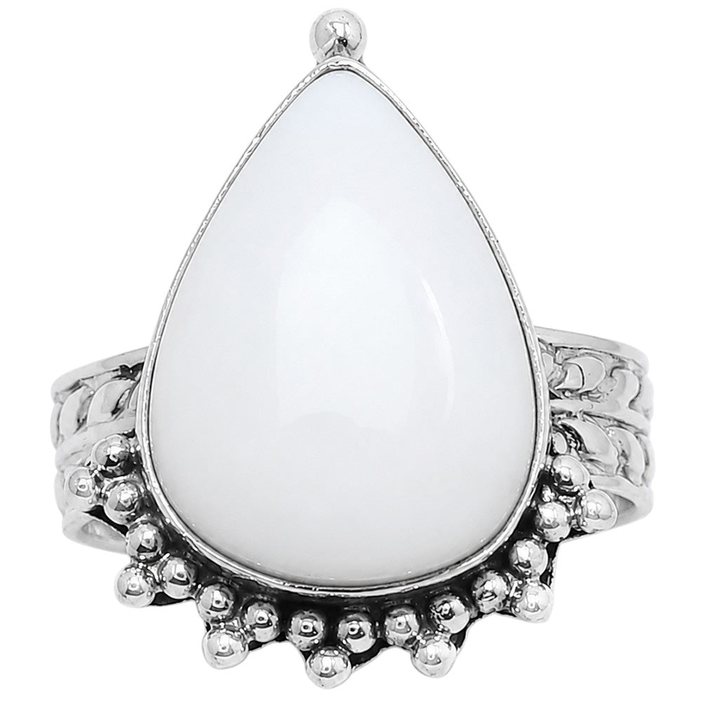 White Opal 925 Sterling Silver Ring Jewelry Size-17 SR01384