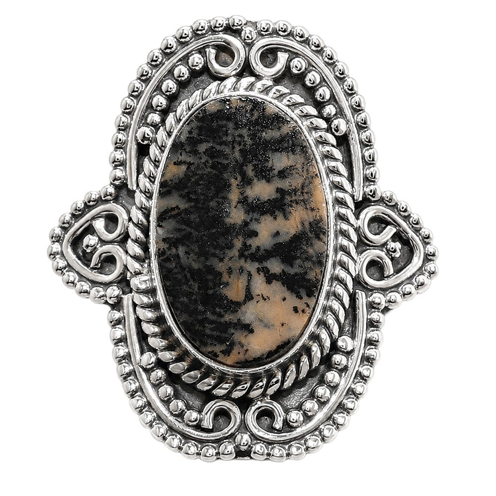 Russian Honey Dendrite Opal 925 Sterling Silver Ring Jewelry Size-16 SR01387