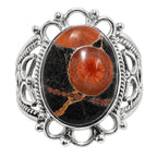 Peanut Obsidian 925 Sterling Silver Ring Jewelry Size-21 SR01388