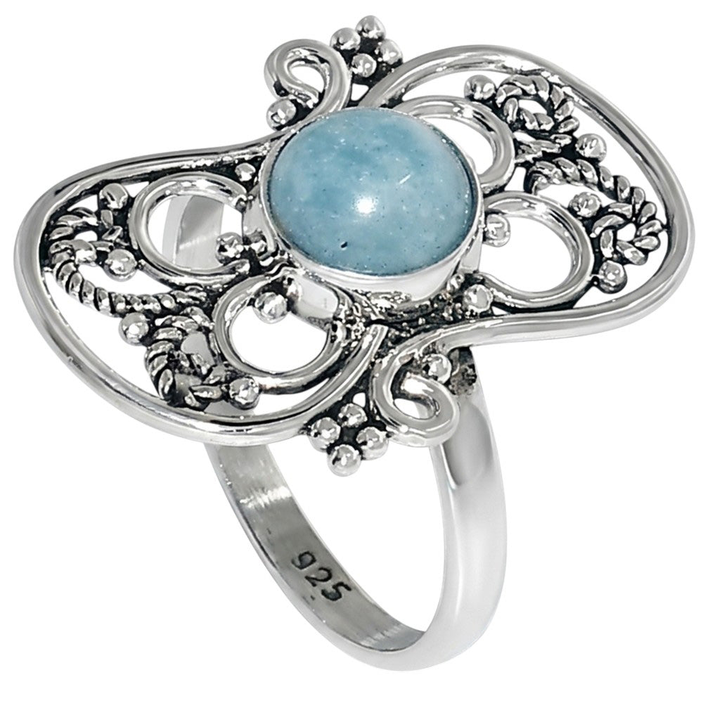 Aquamarine 925 Sterling Silver Ring Jewelry Size-20 SR01389