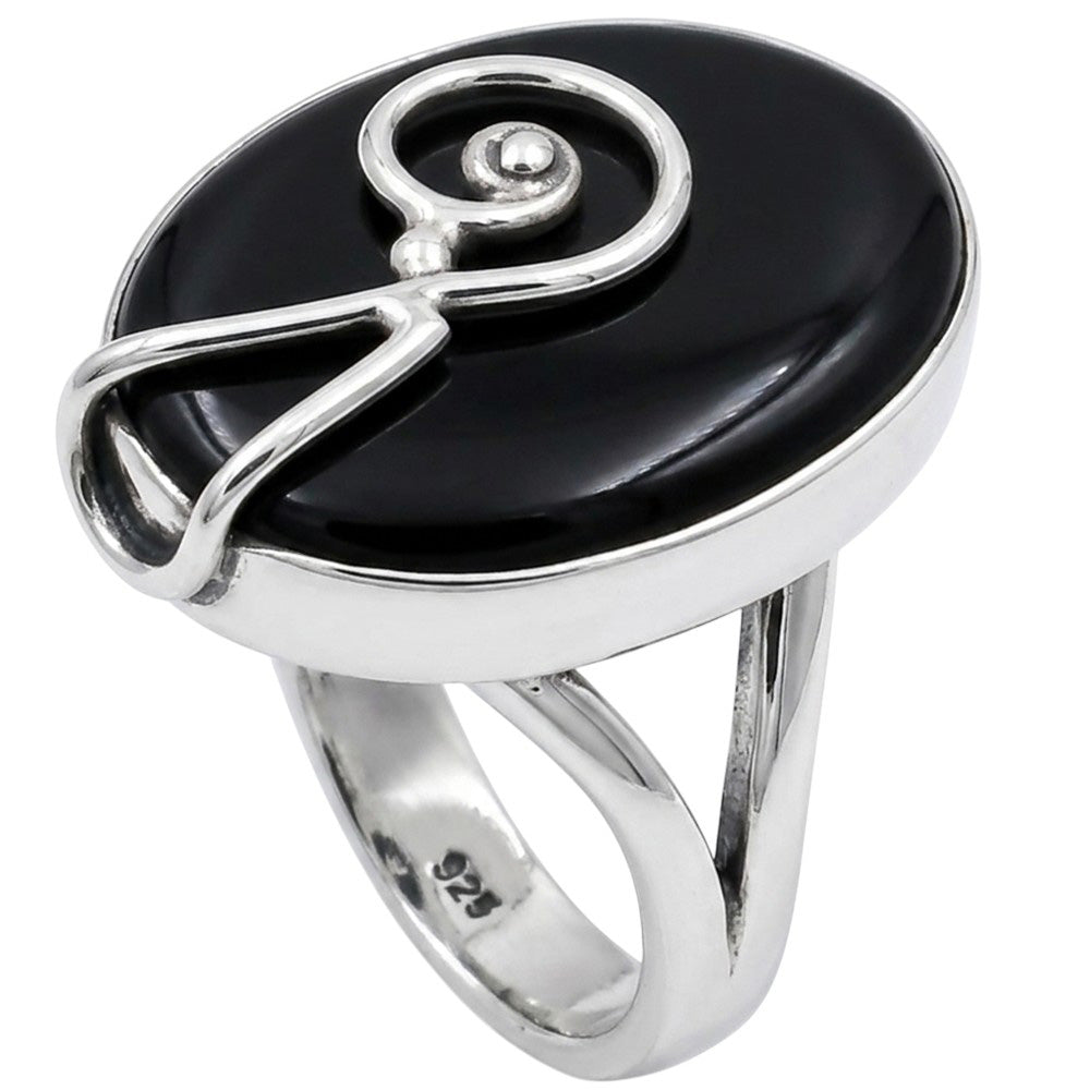Black Onyx 925 Sterling Silver Ring Jewelry Size-13 SR01390