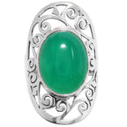 Green Onyx 925 Sterling Silver Ring Jewelry Size-17 SR01392