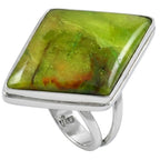 Australian Gaspeite 925 Sterling Silver Ring Jewelry Size-17 SR01393