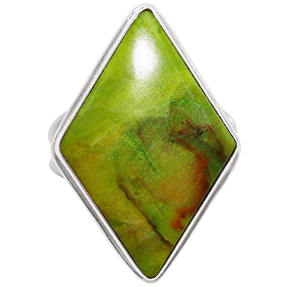 Australian Gaspeite 925 Sterling Silver Ring Jewelry Size-17 SR01393