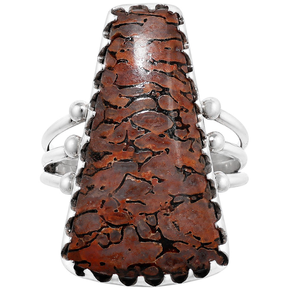 Dinosaur Bone 925 Sterling Silver Ring Jewelry Size-17 SR01396