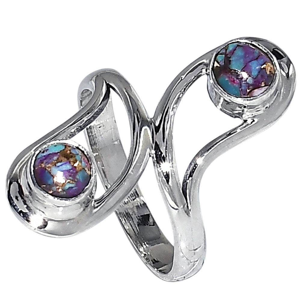Kingman Purple Dahlia Turquoise 925 Sterling Silver Ring Jewelry Size-14 SR01397
