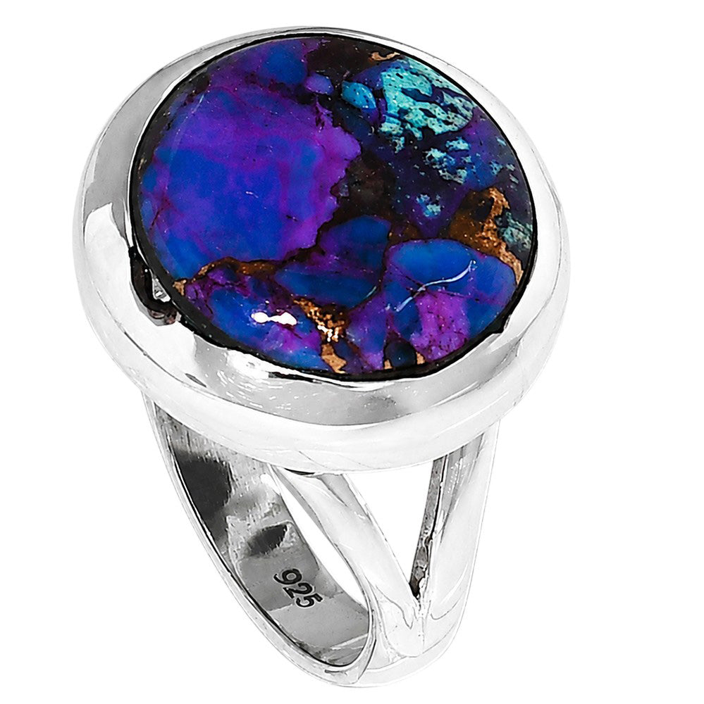 Kingman Purple Dahlia Turquoise 925 Sterling Silver Ring Jewelry Size-10 SR01398