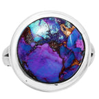 Kingman Purple Dahlia Turquoise 925 Sterling Silver Ring Jewelry Size-10 SR01398