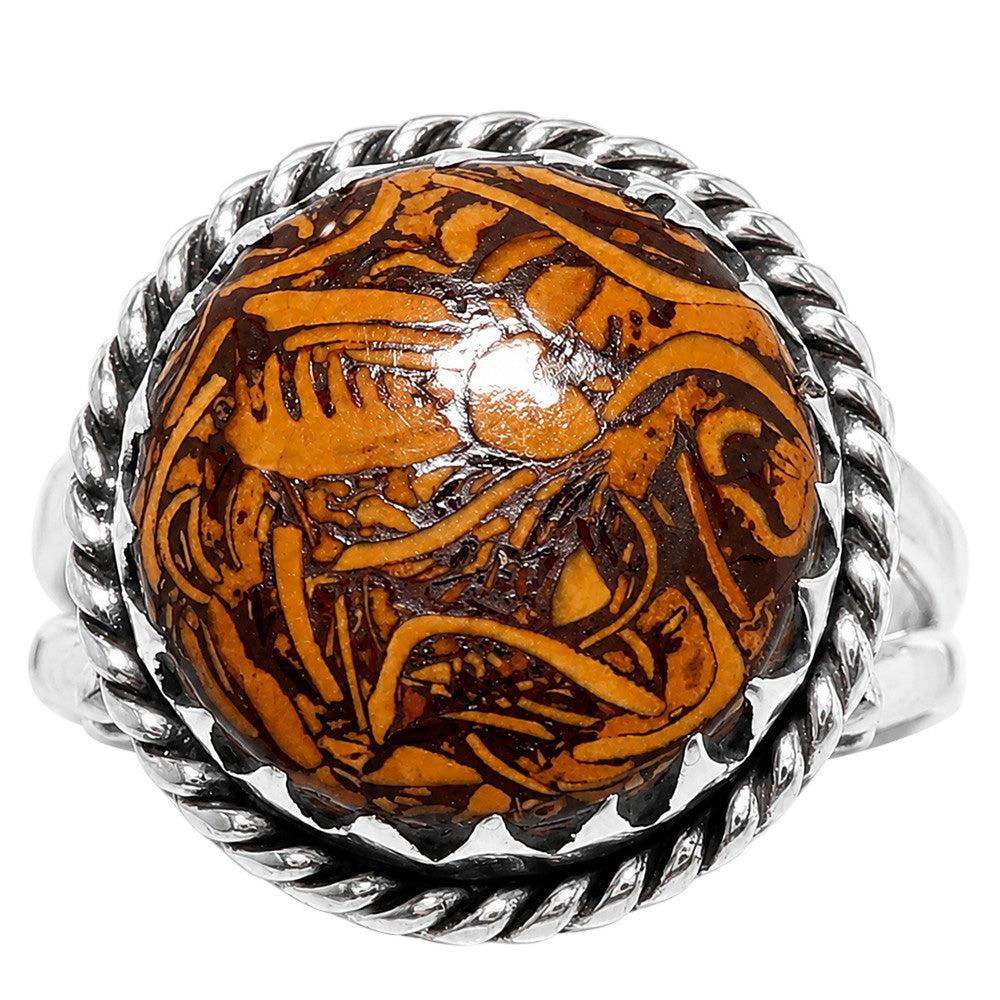 Coquina Fossil Jasper 925 Sterling Silver Ring Jewelry Size-14 SR01400