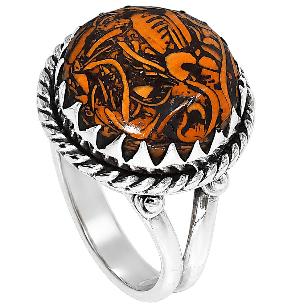 Coquina Fossil Jasper 925 Sterling Silver Ring Jewelry Size-14 SR01400