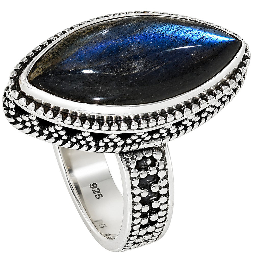 Blue Labradorite 925 Sterling Silver Ring Jewelry Size-14 SR01401