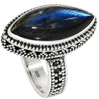 Blue Labradorite 925 Sterling Silver Ring Jewelry Size-14 SR01401