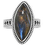 Blue Labradorite 925 Sterling Silver Ring Jewelry Size-14 SR01401