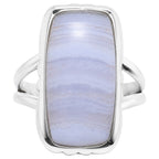 Blue Lace Agate 925 Sterling Silver Ring Jewelry Size-17 SR01405