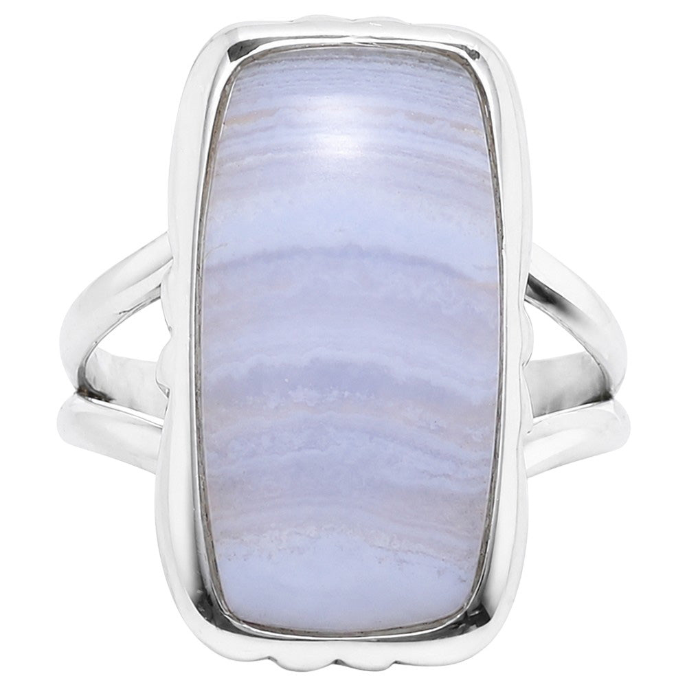 Blue Lace Agate 925 Sterling Silver Ring Jewelry Size-17 SR01405