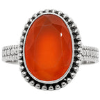 Faceted Carnelian 925 Sterling Silver Ring Jewelry Size-20 SR01406