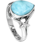 Larimar (Dominican Republic) 925 Sterling Silver Ring Jewelry Size-16 SR01407