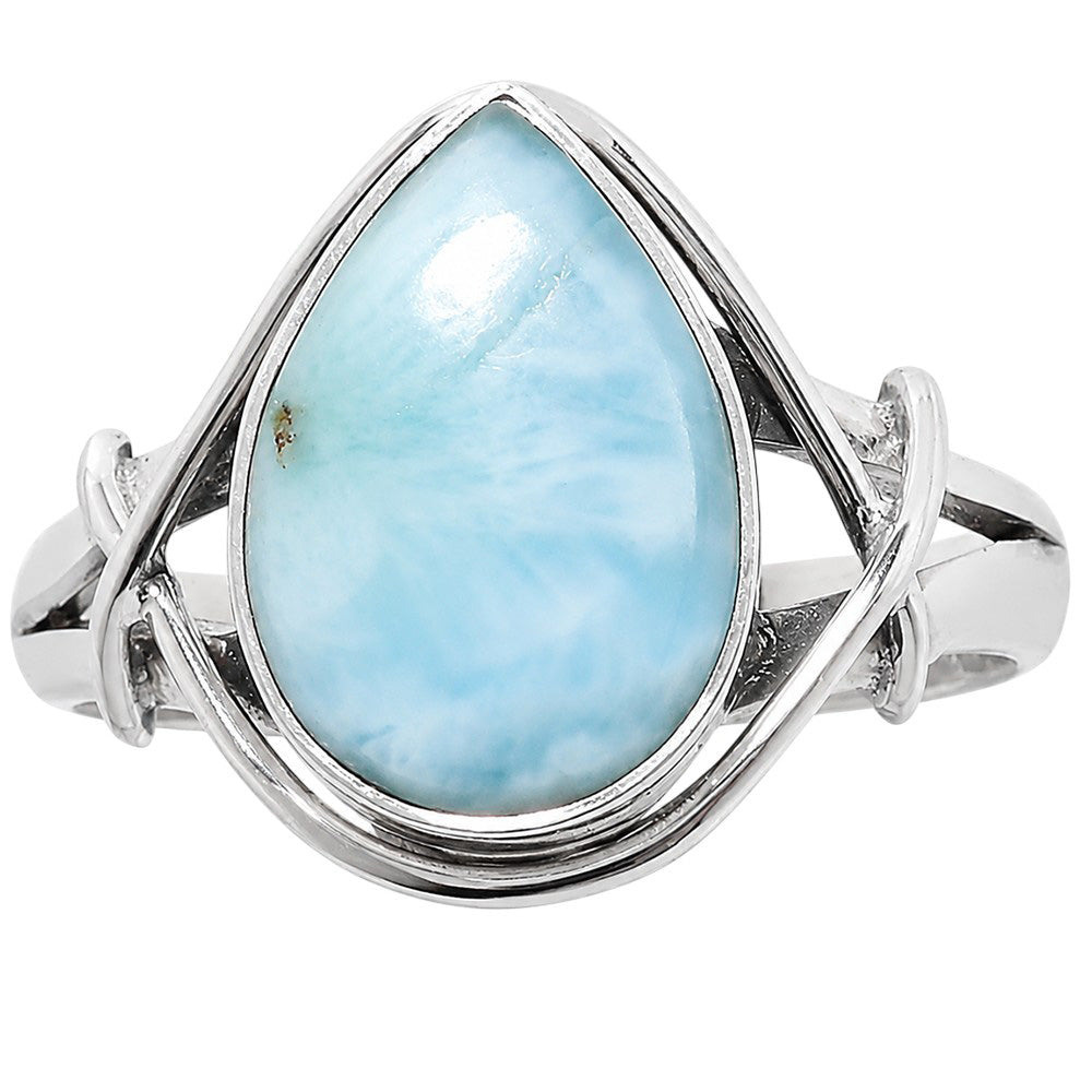 Larimar (Dominican Republic) 925 Sterling Silver Ring Jewelry Size-16 SR01407
