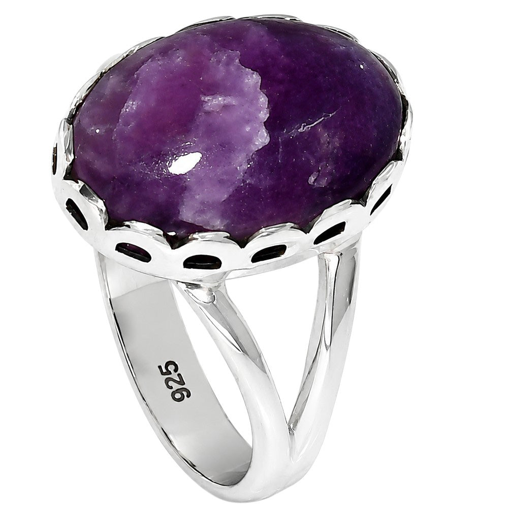 Lepidolite 925 Sterling Silver Ring Jewelry Size-20 SR01409