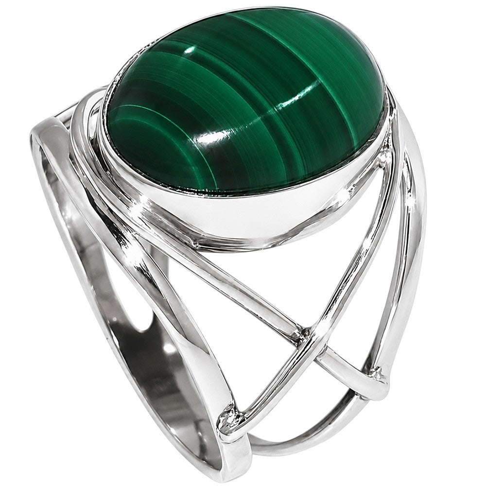 Malachite Eye 925 Sterling Silver Ring Jewelry Size-14 SR01410