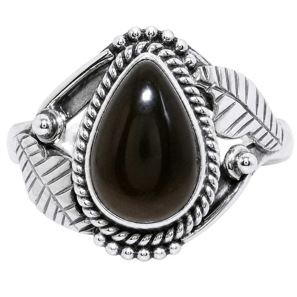 Tektite Cab 925 Sterling Silver Ring Jewelry Size-16 SR01411