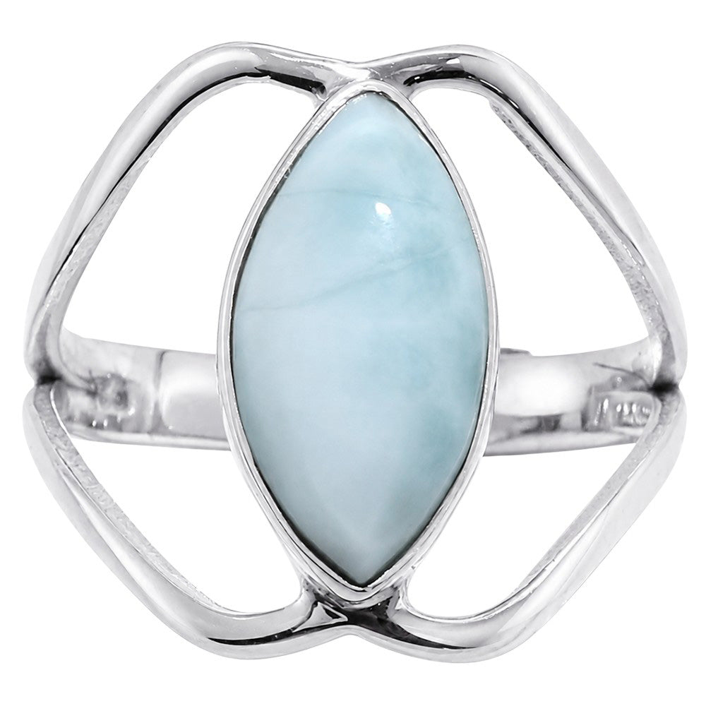 Larimar (Dominican Republic) 925 Sterling Silver Ring Jewelry Size-14 SR01414