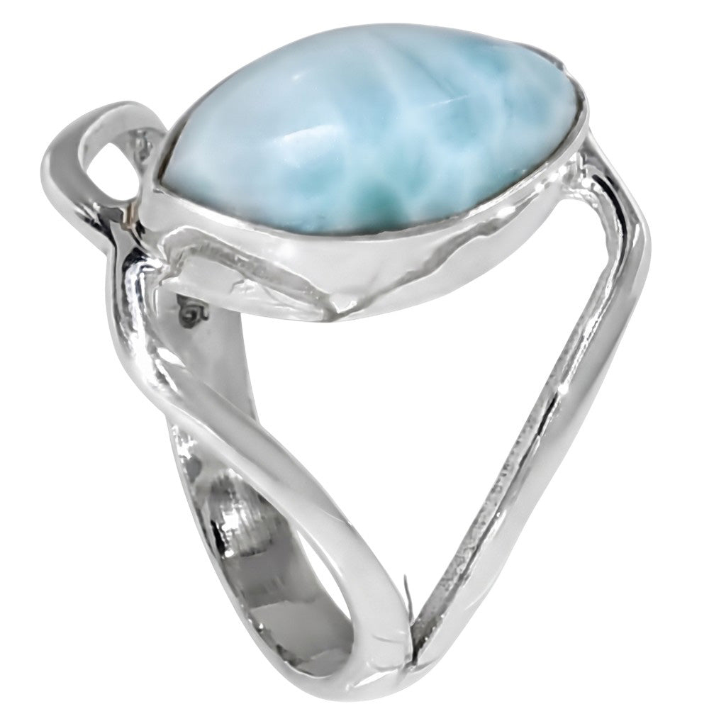 Larimar (Dominican Republic) 925 Sterling Silver Ring Jewelry Size-14 SR01414