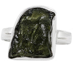 Moldavite Rough 925 Sterling Silver Ring Jewelry Size-16 SR01415