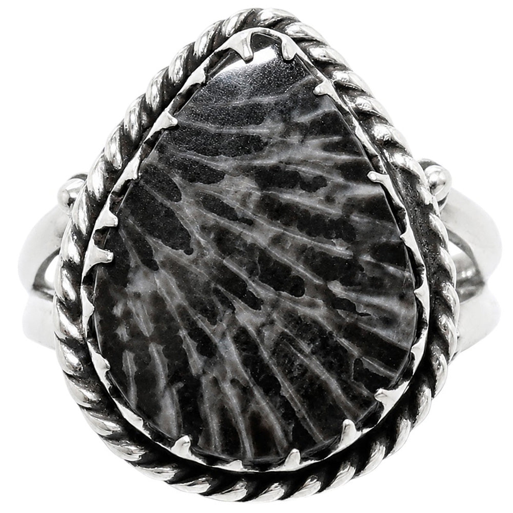 Stingray Coral 925 Sterling Silver Ring Jewelry Size-16 SR01417